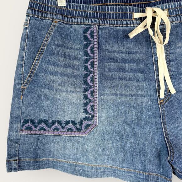 INC International Concepts Denim Embroidered Elastic Waist Blue Jean Shorts XXL - Picture 5 of 13